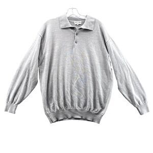 Poeta‎ Moda Sweater Men's XXL Gray Wool Blend Preppy Academia Office 90's Italy